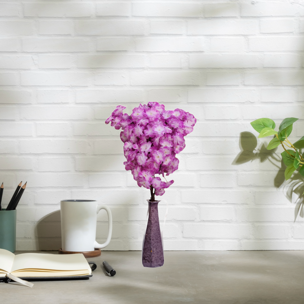 SHRIHAUS Artificial Cherry Blossom Flower Bunch Purple