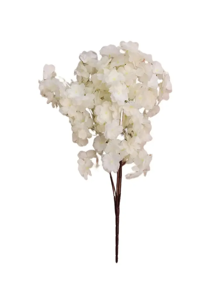 SHRIHAUS Artificial Cherry Blossom Flower Bunch White