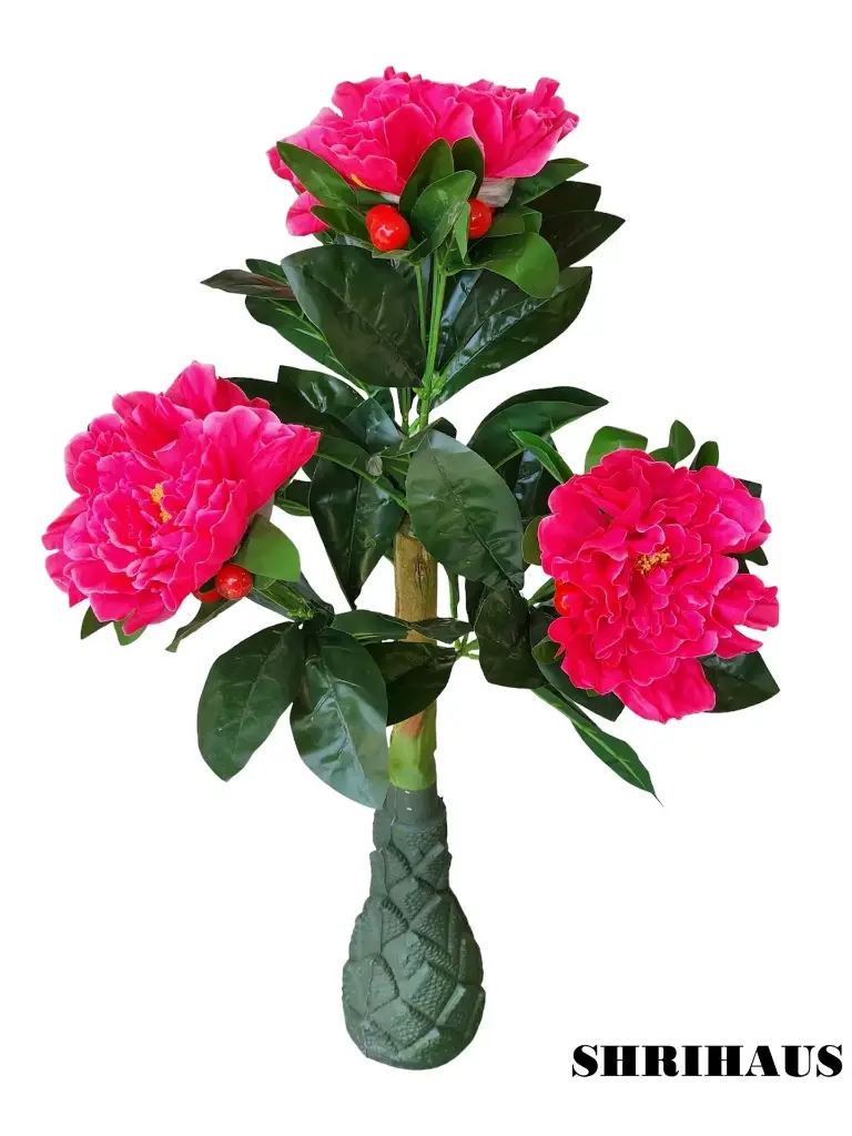 SHRIHAUS Artificial Peony Cherry Tree Dark Pink