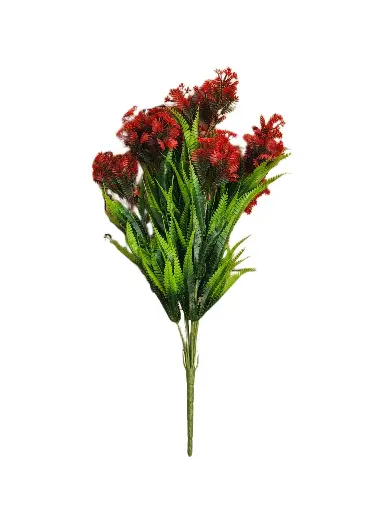 SHRIHAUS Artificial Fern Bunch Red