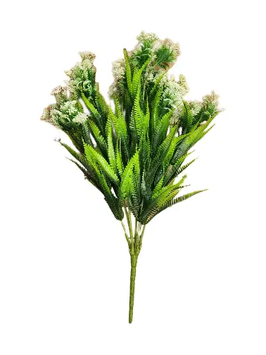 SHRIHAUS Artificial Fern Bunch White, Green Shade