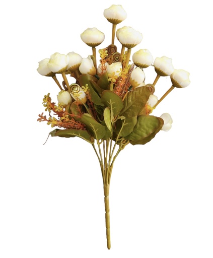 SHRIHAUS Onion Rose Artificial Flower Stick Off White