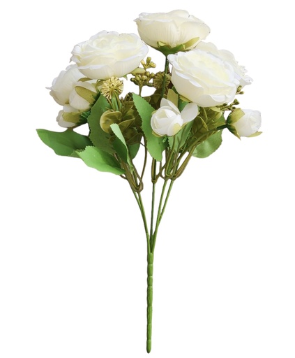 SHRIHAUS Artificial Rose Flower Bunch White