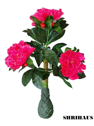 SHRIHAUS Artificial Peony Cherry Tree Dark Pink