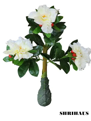 SHRIHAUS Artificial Peony Cherry Tree White