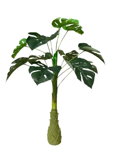 SHRIHAUS Artificial 12 Green Monstera Leaves Tree